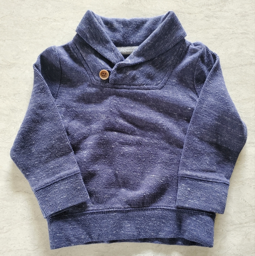 Old Navy Heathered Navy Blue Buttoned Sweater Size 18-24 Months